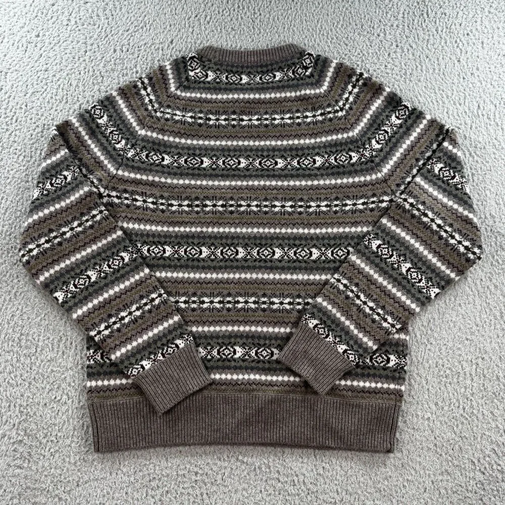 J.Crew Sweater Men's Fair Isle Crewneck Wool Heather Bark Jacquard NWT Medium